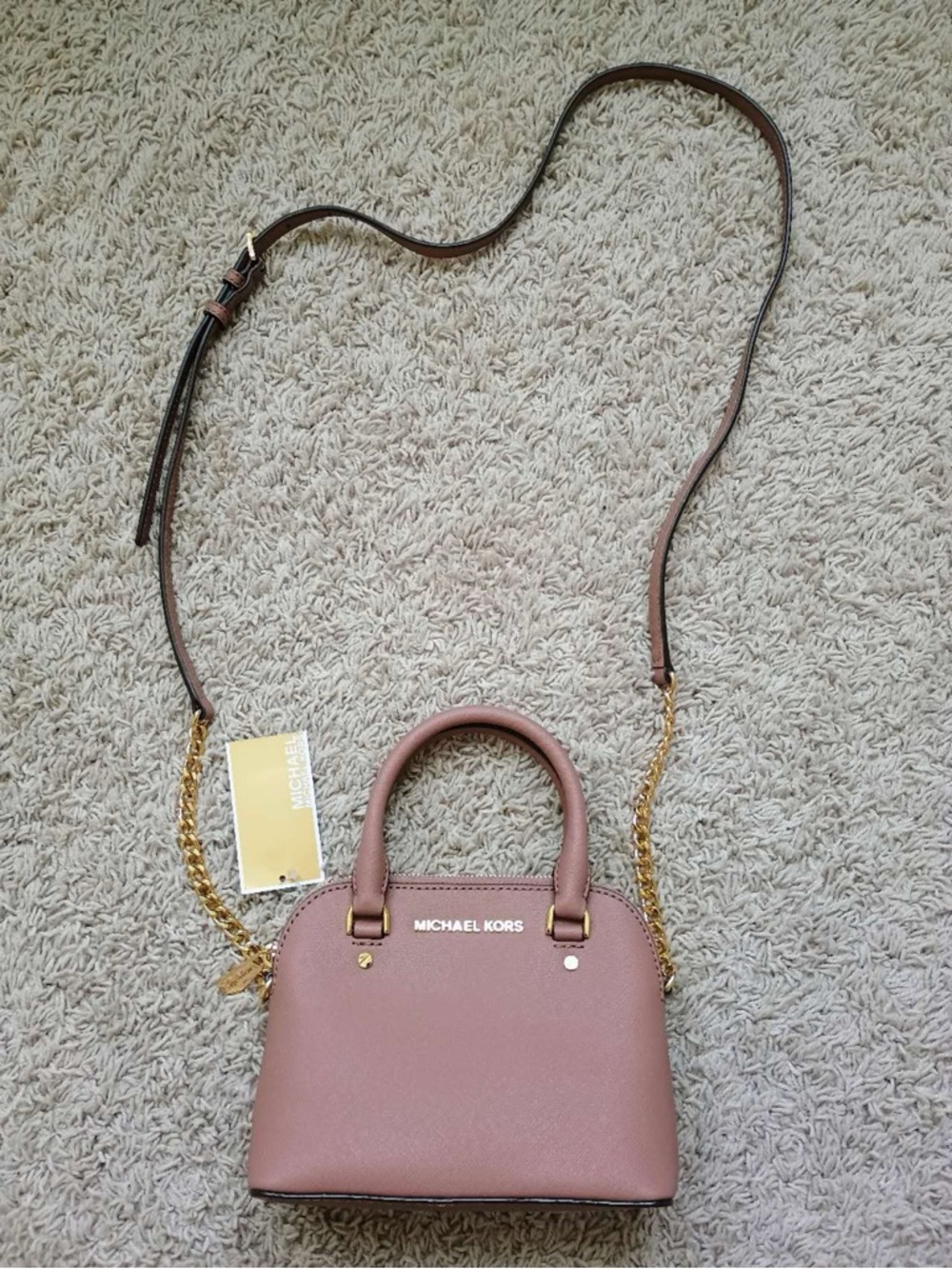 NWT Michael Kors Cindy XS Leather Crossbody Dusty Rose